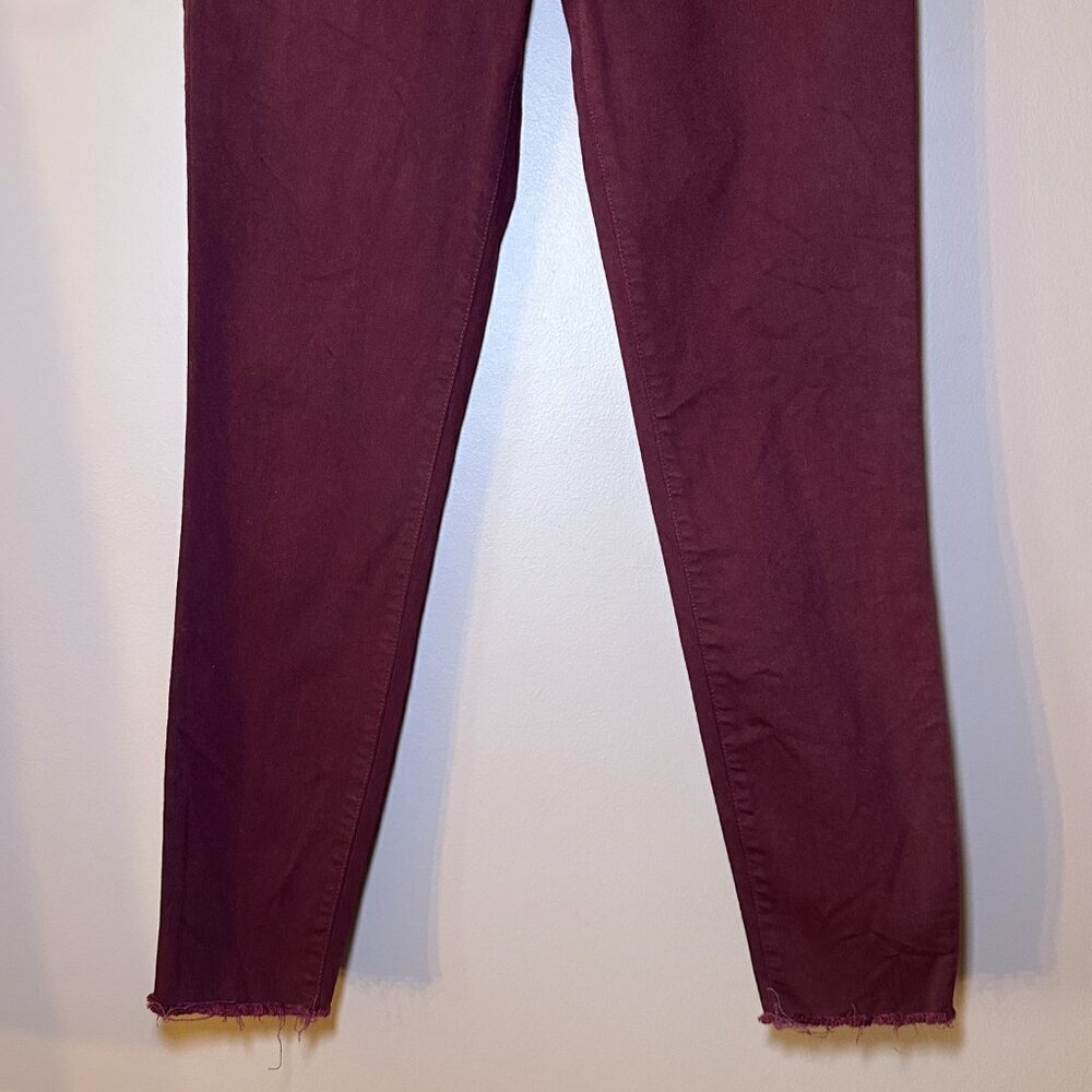 Women's 2 Kut From The Kloth Pants Donna High Rise Ankle Skinny Burgundy Raw Hem - Picture 5 of 8